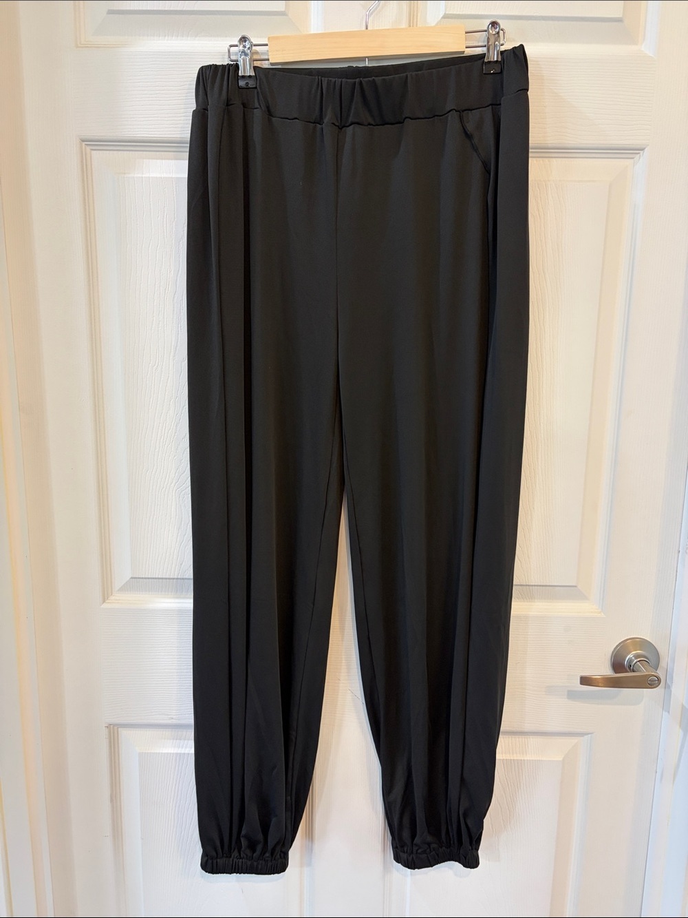 Black Wide Leg High Slit Harem Pants- NWOT